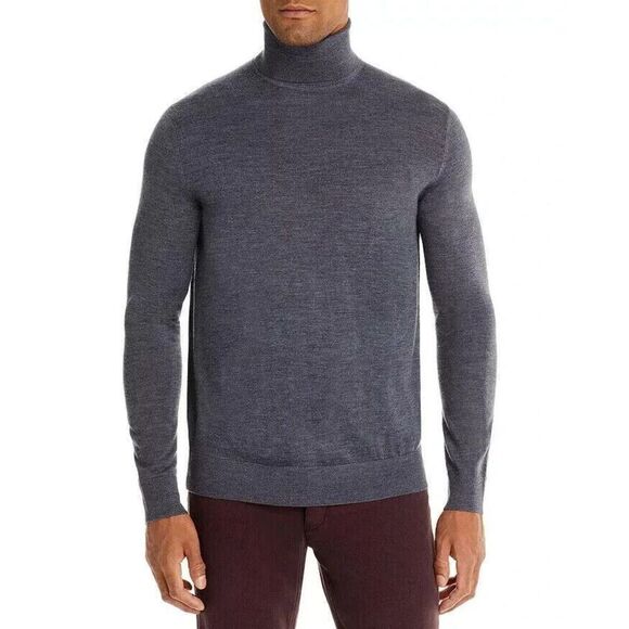 Mens Store Bloomingdales 3342M Sz M Med. Gray Merino Wool Turtleneck Sweater - Picture 9 of 11